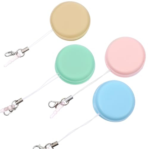 Macaron Handy Bildschirmreiniger 4 Stück Silikon Pp mit Trageband | Doppelseitiger Bildschirmreiniger, mit Schnalle und Deckel, für Kameraobjektive und Computerbildschirme Zufällige Farbe
