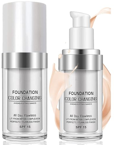Foundation Farbwechsel - Color Changing Foundation, Perfekte Abdeckung für Makellosen Teint, Langanhaltende & Wasserfeste Flüssig-Concealer mit SPF15, Ideal für Junge & Reife Haut