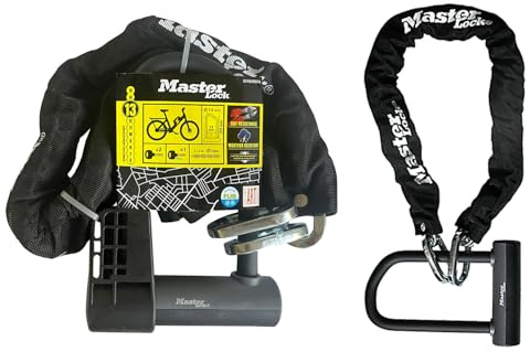 Hochbeanspruchbares zertifiziertes Kettenschloss Master Lock 8376EURDPRO mit Mini-Bügelschloss und Schlüsselverriegelung