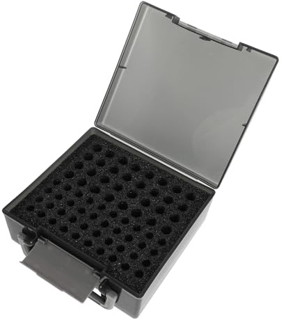 IWOWHERO Portable Battery Organizer Storage Box for Aa Aaa Batteries 72-count with Foam Lining and Protective Black Shell Compact Recycle Container for Home and Office Use