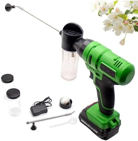 Electric Pollinator Tool for Garden, Portable Handheld Cordless Electric Garden Pollinator Machine Apple Peach Pear Kiwi Fruit Tree Pollen Point Flower Spray Tool (2 Battery)