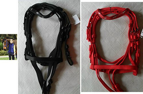 EKKIA TRENSENZAUM mit Pferdchenstirnband Gr. Pony inkl. Zügel schwarz