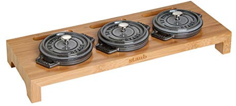 Staub ミニ ココット用 スタンド バンブー Soporte minicocottes Redondas, Bambú, Marrón, 42 cm