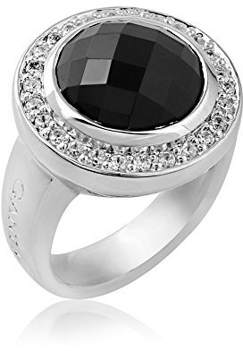 GANI MARIANO 925 Silber Ring Onyx schwarz NERO - Edelstein Solitär Ring rhodiniert inkl. Holzbox #NRR, Ringgrößen:57 (18.1 mm Ø)