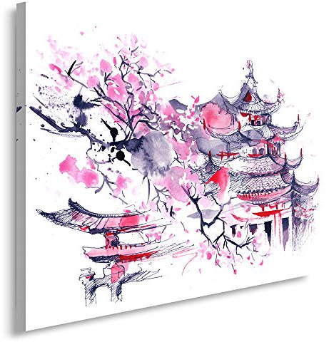 Feeby Tableau imprimé xxl Tableau imprimé sur toile Tableau deco Canvas 60x80 cm CERISIER JAPONAIS ABSTRACTION VIOLET