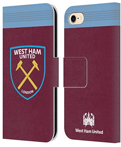 Head Case Designs Officially Licensed West Ham United FC Home 2019/20 Crest Kit Leather Book Wallet Case Cover Compatible With Apple iPhone 7/8 / SE 2020 & 2022