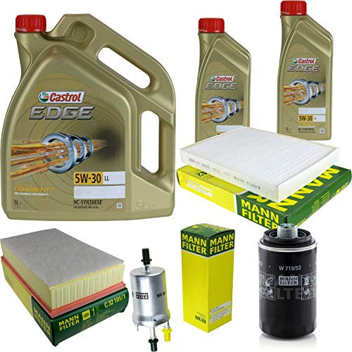 Filter Set Inspektionspaket 7 Liter Motoröl EDGE Titanium FST 5W-30 LL MANN-FILTER Innenraumfilter Kraftstofffilter Luftfilter Ölfilter