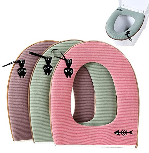 WC Sitzbezüge,Zuzer 3pcs WC Sitzkissen Universal Reißverschluß Waschbar Toilettensitzabdeckung Pads Toilet Seat Cover WC Sitz Pad Toiletten Sitzbezug Wasserdichtes antibakterielles Home WC Sitzkissen