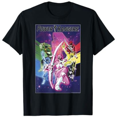 Power Rangers Rainbow Color Action Group Shot Poster T-Shirt