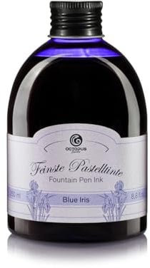 Octopus Fluids Füllhaltertinte Pastell Blau Blue Iris, Schreibtinte für Füllhalter,Schreibfedern und Glasfedern, Kalligraphietinte in praktischer 250 ml Nachfüllflasche?