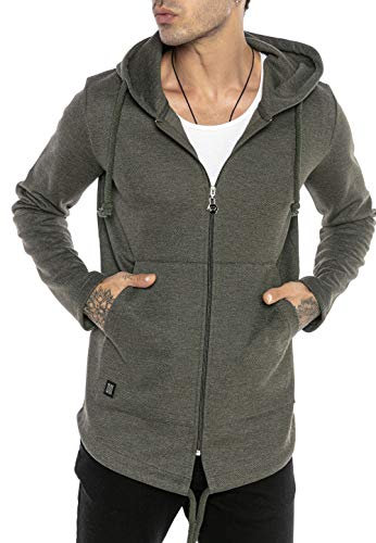 Redbridge Sweatjacke für Herren Cardigan Kapuzenpullover Long Cut Oversize Khaki S