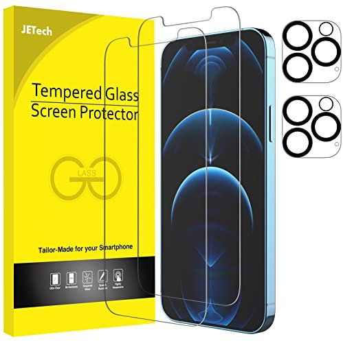 JETech Schutzfolie für iPhone 12 Pro 6,1 Zoll mit Kamera Schutz, Panzer Schutz Gehärtetes Glas Folie, 2 Stück Jeweils