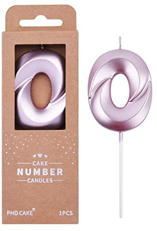 PHD CAKE 2.76 Inch Diamond Rose Gold 0 Number Birthday Candles, Rose Gold Number Candles, Cake Number Candles, Party Celebration
