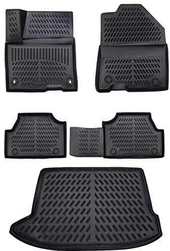 ELMASLINE 3D Gummimatten & Kofferraumwanne Set für Hyundai KONA Elektro (2017-2023) | Zubehör Kofferraummatte