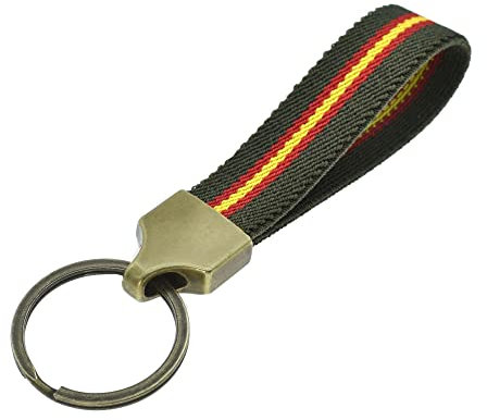 Llavero original de tela verde Guardia Civil con la bandera de España y argolla plateada. Elástico e ideal para personalizar llaves, bolso, mochila...