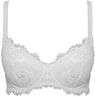 LORMAR 1 Pezzo Reggiseno Donna Favoloso Balconcino in Pizzo con Ferretto - Coppa C, Bianco 4