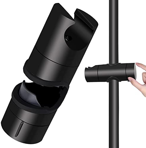Drenky Support douche, Universel Support Pommeau de Douche Noir Pour Barre de Douche 18-25 mm en ABS Massif épaissir et Version Améliorée Support de Pommeau de Douche, Noir Mat