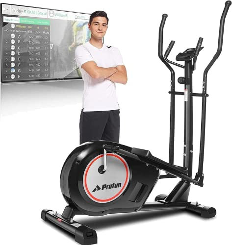 Crosstrainer Für Zuhause, Ellipsentrainer mit APP-Steuerung, 8 Magnetwiderstandsstufen, Bluetooth, 12kg Schwungrad, 170kg Max Kapazität Gewicht