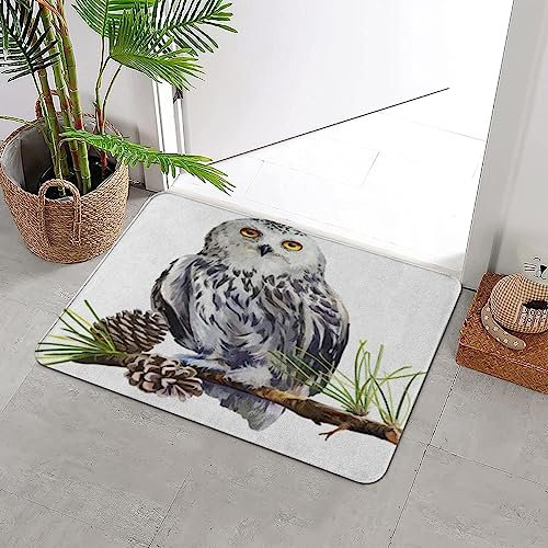 Badteppich rutschfeste,Schnee-Eule, die auf einem Bnchbaby Weihnachtsengel sitzt Schöner Schönheits-Jungen-kauka,Wasserabsorbierend Badematte maschinenwaschbar Badvorleger für Dusche,Badewanne,40x60cm