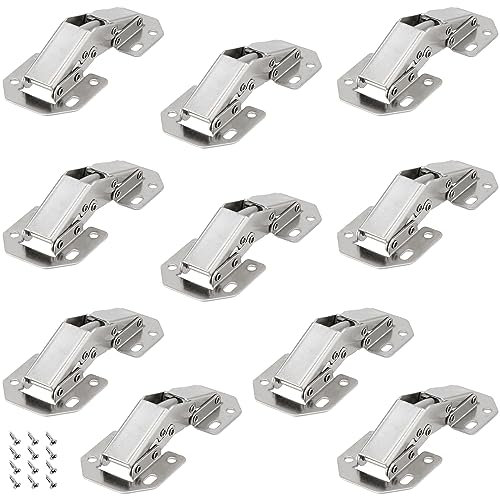 CHEUKYIU 10 Stück Scharniere Schranktür, Öffnungswinkel 90°, mit 80 Schrauben, Aufschraubscharnier Softclose, Eckanschlag und Innenanschlag Tür Scharniere für Schranktür, Holztür, Lamellentüren