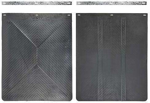 XUKEY Set di 2 parafanghi universali in gomma resistente, per Auto Semi Camion Caravan Ribaltabile Dualmente Rimorchio Fuoristrada, paraspruzzi trappole sporche 76 x 61 cm Con coppia di staffe