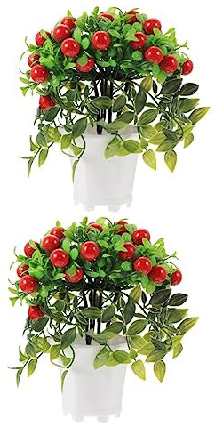 Warmhm 2stücke Künstliche Obst-Bonsai-Dekoration Realistischer Topfpflanzen-schmuck Aus Hochwertigem Für Wohnzimmer Schlafzimmer Und Büro Lebendige Farben Und Pflegeleichtes Design