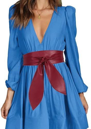 SUNTRADE Frauen Gürtel Wrap Around Breiter Bund Geknotet Gürtel für Kleid (Wein Rot)