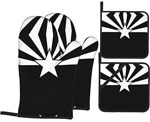 Topflappen, Ofenhandschuhe mit Arizona-Flagge, zum Grillen, Kochen und Backen, 4-teiliges Set