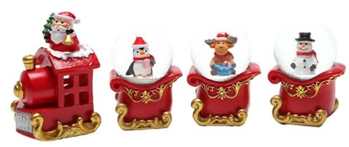 Sharplace Weihnachtszug-Schneekugeln, Dekorationsfiguren, Weihnachtsmann, schneit, glitzernde Schneekugel, Glaskugel für den Weihnachts-Innenurlaub
