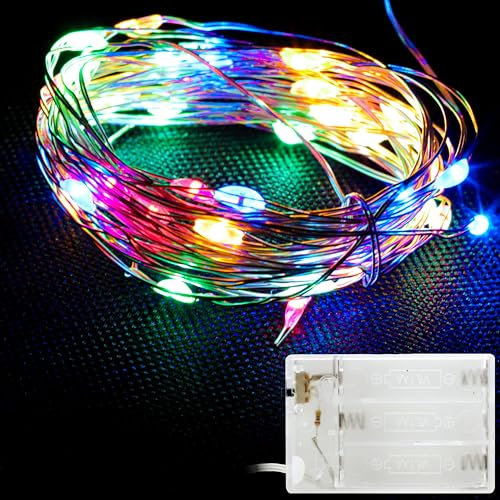 OXYN Luci Micro LED Natale Alimentazione Batterie Non Incluse Colore Luce Fissa Lampada Casa Albero Decorazioni Natalizie Stringa Striscia Ghirlanda Catena per Interni (40 Led 4,3m Multi Colore)