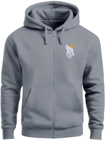 Neverless® Zip-Hoodie Herren Polygon Wolf Wald Sweatjacke Kapuze Print Outdoor Zipjacke Männer Fashion