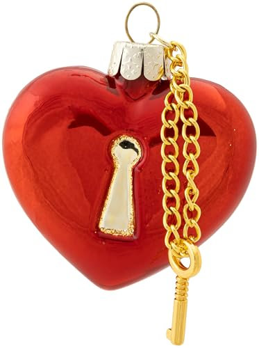 SIKORA BS627 Herz mit Schlüssel Christbaumschmuck Glas Ornament Weihnachtsbaum Anhänger