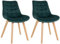 CLP Lot de 2 chaises Brook Velours I Chaise de Salle à Manger avec Structure en Bois I Chaise de Cuisine avec Assise, Couleur:Vert