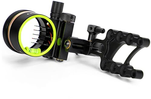 Bogenschießen Bow Sight 5 Pin Bogenvisiere Compound Bogenvisier Mikroverstellbar mit Bogenvisierlicht Aluminium Legierung Visier (Kurzer Pol)