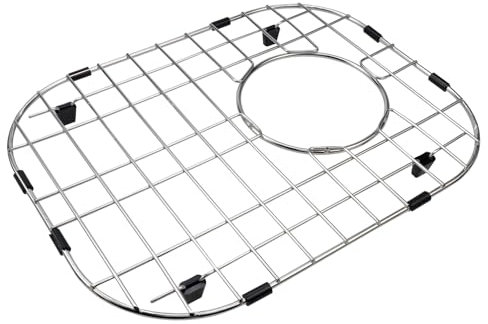 KUMGROT Protecteurs d'évier en acier inoxydable 304 avec drain arrière - 40,6 x 33 cm - Grille d'évier de cuisine - Grille d'évier universelle