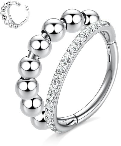Hengkaixuan Helix Ohrringe Chirurgenstahl Doppel-Nasenring 16G Conch Hoop Piercing Schmuck Silber Micro Lobe Bead Lip Knorpel Septum 10mm