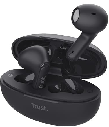 Trust Yavi Kopfhörer Kabellos Bluetooth mit 2 ENC Noise Cancelling Mikrofone, 23H Spielzeit, 85% Recyclingkunststoff, Earbuds Ohrhörer Bluetooth Kopfhörer In Ear iPhone Android iOS - Schwarz