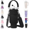 AceTreker Stanley Becher-Tragetasche mit Paracord-Griff, Neopren-Edelstahl-Tumbler-Hülle mit 2 Taschen, verstellbarem Gurt und Strohhalm-Abdeckung, für Spaziergänge, Wandern, Fitnessstudio, Schwarz