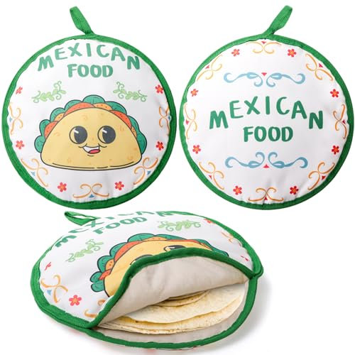 Cedilis 3 Pack Microwaveable Tortilla Warmer Pouch, 12 Inch/30 cm Insulated Fabric Tortilla Warmer, Keeps Warm for Corn Flour Taco Tortillas Bread