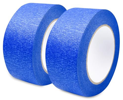 WinGluge 2 Rouleaux Ruban de Masquage 48mmx50 m, Bleu Adhésif Polyvalent Pour Peinture, Décoration, Peindre, Vernir et Rénover