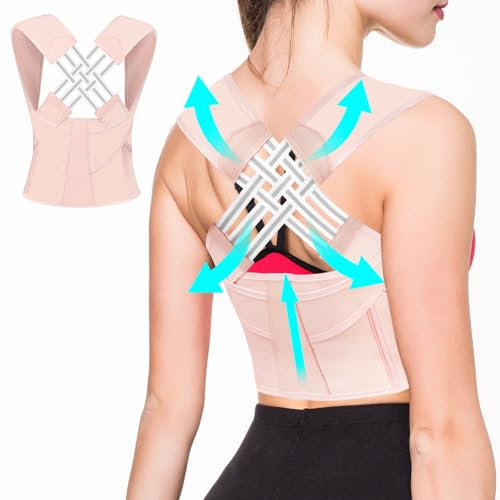 Correttore Posturale Spalle Schiena, Tutore Postura Schiena per Donne e Uomini, Fascia Posturale Regolabile Comodo e traspirante, Correttore Postura per Allevia Dolore Alla Spalle e Schiena, Rosa, 3XL