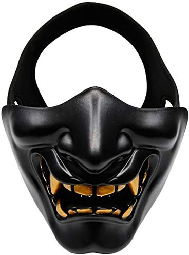 SRMAN Costume d'halloween Cosplay Carie des Dents DéMon Diabolique Samurai Demi Couverture Masque Partie Effrayant DéCoration, Noir