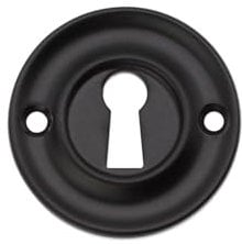 Infinity Decor Solid Brass Slimline Standard Door Lock Keyhole Cover Plate Escutcheon 42mm in Matt Black Finish – Ideal for Front Exterior Doors