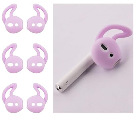 Zotech 3 Pair Anti-Slip Silicone Earbuds Tips Hook, Compatible with Apple Earpods and Airpods 1&2 (Purple)