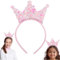 1 fascia per capelli con paillettes luccicante da principessa, corona lucida, fascia per capelli da principessa glitterata, diadema per feste di compleanno, per donne e ragazze (rosa)