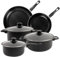 Alivio 5-Piece Non-Stick Pot Set Versatile Cookware for Every Kitchen, 3 Saucepans with Glass Lids & 2 Frying Pans, Non-Stick, Oven Safe, Long Lasting Cookware Pan Set (Black)