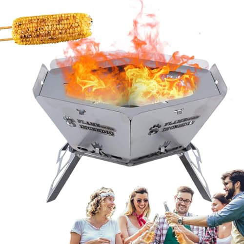 Chimeneas de calefacción exterior, estufa de camping portátil | Parrillas de carbón portátiles hexagonales - Barbacoa de senderismo, barbacoas de carbón portátil, barbacoas para fogata, chimenea para