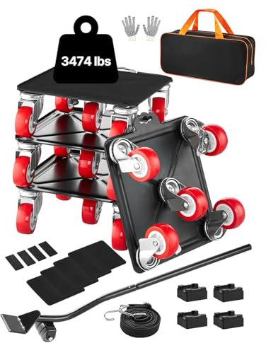 VEVOR Furniture Dolly, Maximum Load 3474 lbs, Heavy Duty Furniture Movers with 5 360° Rotation Wheels, Carbon Steel Panel, Furniture Lift Slider Tool Set for Appliances, Sofa, Fridge, Washing Machine