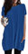 Longshirt Damen Oversized Sommer Tshirt Kurzarm Rundhals mit Tasche Lang Tunika T Shirt Longtops Einfarbig Elegant Longbluse Damen Lässige für Leggings Locker Pullover