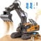 maysida Ferngesteuerter Bagger Spielzeug mit Licht & Sound für Jungen 3-12 Jahre, 2,4 GHz Rechargeable RC Bagger mit Metallschaufel & 680°Drehung für Kinder, Jungen Geschenk für Geburtstag/Weihnachten